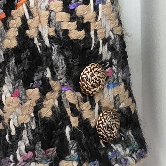 Etcetera Tweed Boucle Wool Houndstooth Blazer Black Multicolor Size 12 - Picture 5 of 11